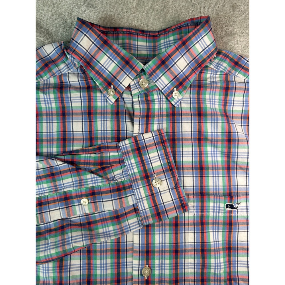 Vineyard Vines Button Down Shirt Mens S Multi Color Plaid Slim Fit Tucker Shirt
